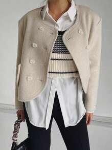 DAZY Women Contrast Color Patchwork Super Short Suspender Knit Camisole Top Fall - Black and White - View 4