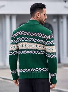 Manfinity NXTstreet Cardigan casual ajusté tricoté pour homme, convient pour l'automne et Noël - Multicolore - Voir 2