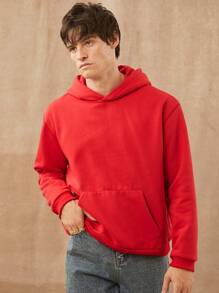 Men Fleece Knit Kanga Pocket Hoodie