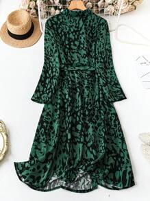 SHEIN LUNE Plus Size Casual All-Over Print Button Down Shirt Dress, Jesienny Maxi Strój Damski
