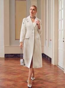 ZEYLAH ÁO KHOÁC DÀI CỔ VÁY LEN CHI TIẾT ĐÁ NHÂN VẬT - Màu be - Xem 8