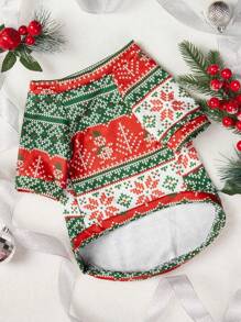 PETSIN 1pc Christmas Striped Red Green Print Dog Hoodie, Pet Warm Coat - Multicolor - View 7