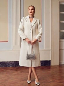 ZEYLAH ÁO KHOÁC DÀI CỔ VÁY LEN CHI TIẾT ĐÁ NHÂN VẬT - Màu be - Xem 6