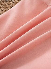 Cozy Pixies Baby Girl Cute Bear Motif Drop Shoulder Sweatshirt - Pink - View 9