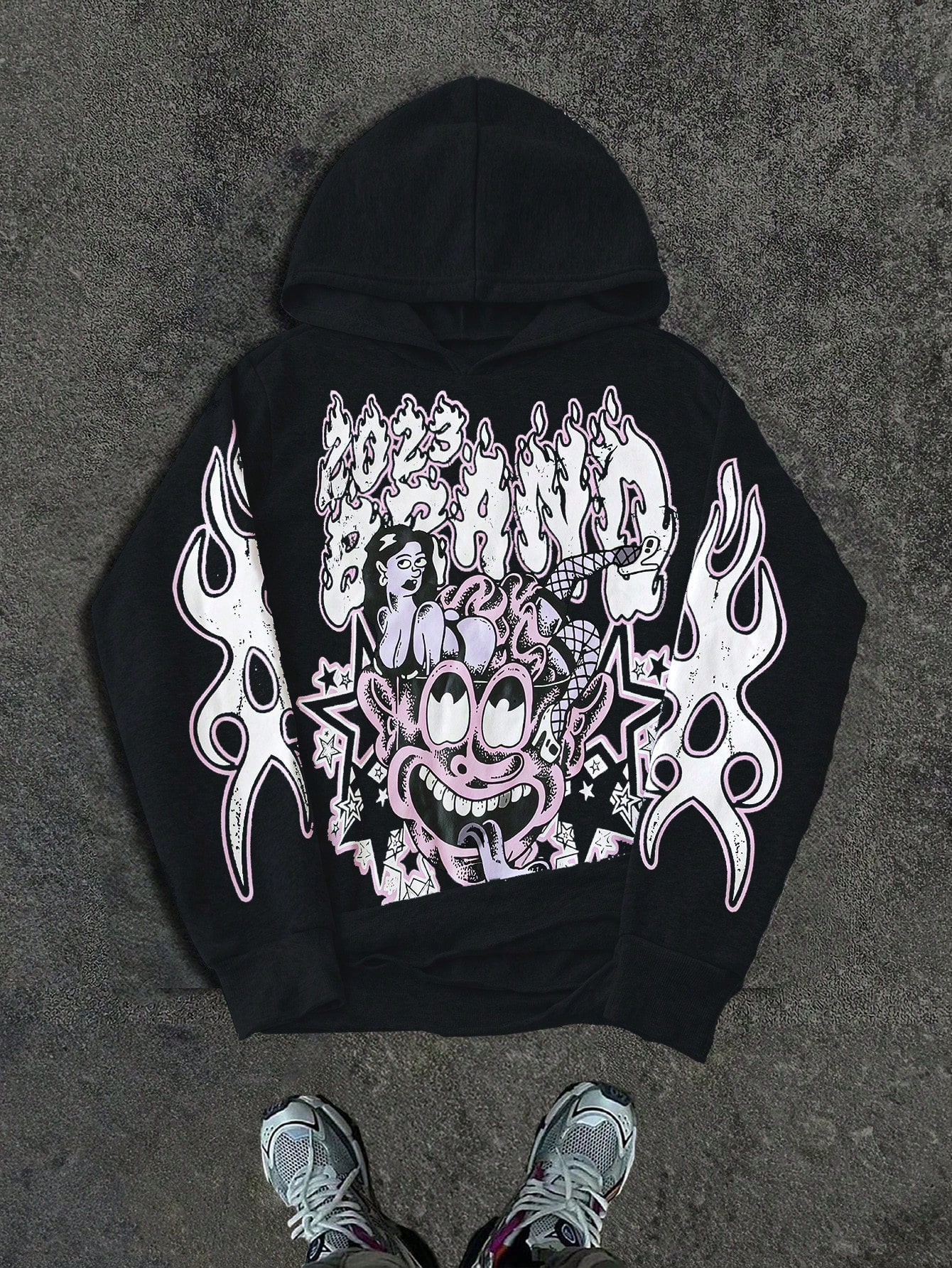 Manfinity Dauomo Men's Casual Everyday Letter & Portrait Print Loose Hoodie, Autumn