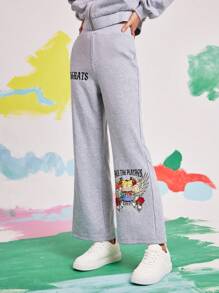Nick 90s | SHEIN 女士卡通印花运动裤 - 灰色 - 查看 1