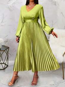 Celure Vestido elegante vintage con pliegues en la cintura para tallas grandes