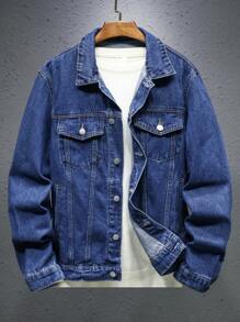 Manfinity Homme 男士海军蓝水洗牛仔宽松休闲夹克