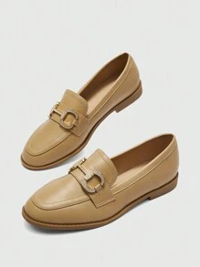 CUCCOO BIZCHIC Women Fashionable Rhinestone Buckle Flat Loafers - Khaki - View 8