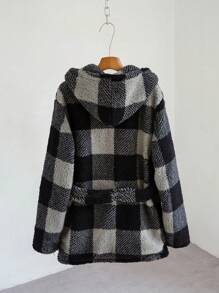 Manfinity VCAY Men's Plaid Loose Fit Drop Shoulder Cardigan Shirt, Suitable For Autumn