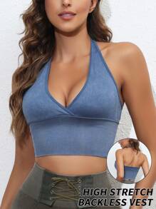 1 bộ đồ lót hở lưng hiệu ứng denim liền mạch gợi cảm cho nữ - Màu xanh lam - Xem 3