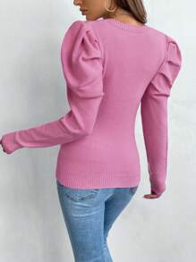 SHEIN Clasi Suéter elegante de unicolor con mangas raglán para mujer, otoño e invierno