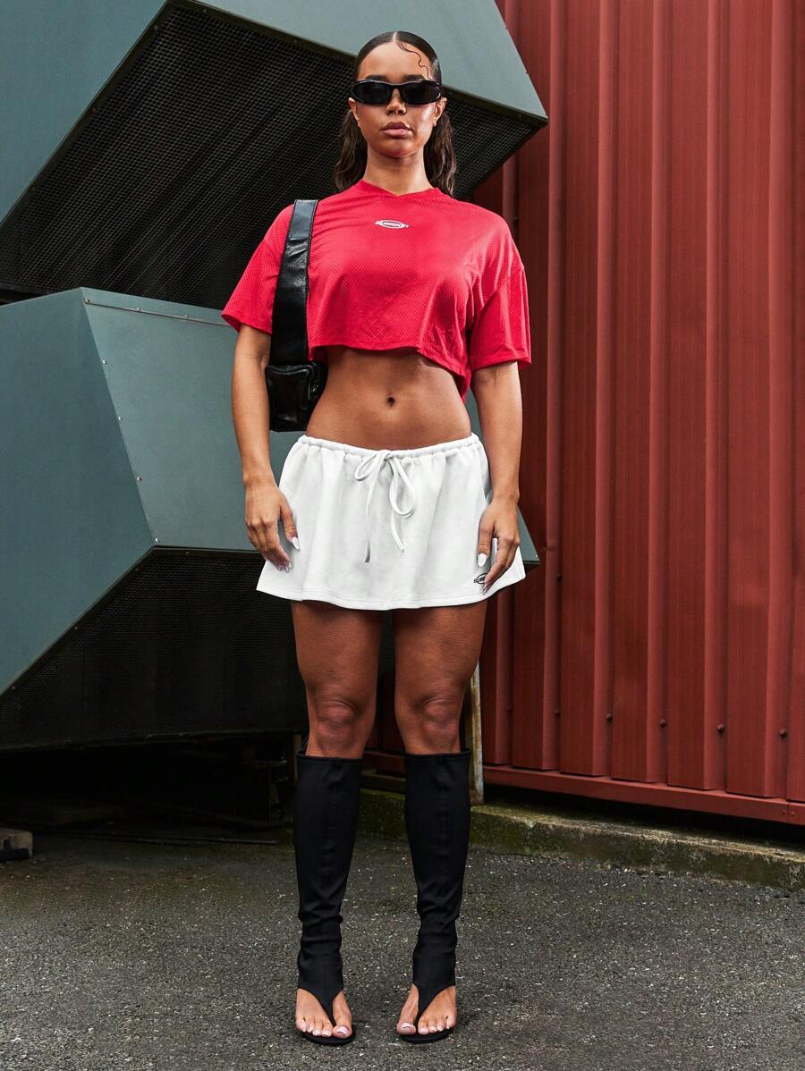 SUMWON WOMEN A Line Micro Mini Skirt With Adjustable Draw Cord SHEIN