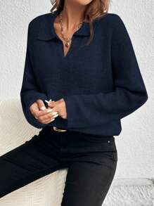 SHEIN Essnce Casual Everyday Loose Dropped Shoulder Ribbed Knit Sweater, Autumn/Winter
