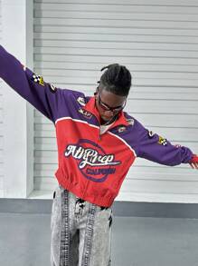 Manfinity VCAY 男士宽松数码印花长袖夹克，适合秋冬 - 彩色 - 查看 3