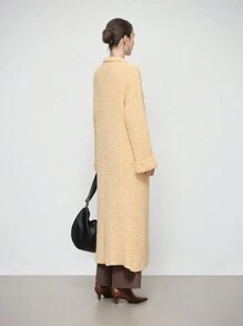 SHEIN LUNE Women's Solid Color Long Sleeve Minimalist Collared Cardigan, Casual Everyday Wear Fall Cloth For Women - Yellow - View 7