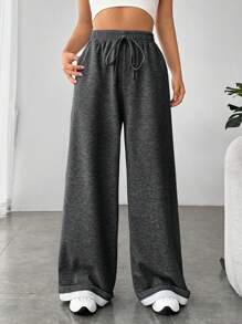 Muchica Women's Elastic Waist Loose Wide Leg Sweatpants, Casual Sports, Autumn