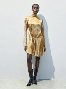 SHEIN Maija 秋季新品 返校/派对优雅金属蛇皮图案女式迷你连衣裙 - 彩色 - 查看 6