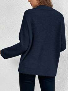 SHEIN Essnce Casual Everyday Loose Dropped Shoulder Ribbed Knit Sweater, Autumn/Winter