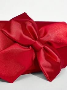 SHEIN BAE 女士大气喜庆圣诞节情人节宴会派对红色蝴蝶结手拿包晚宴包，优雅女士手拿包 - 酒紅色 - 查看 9