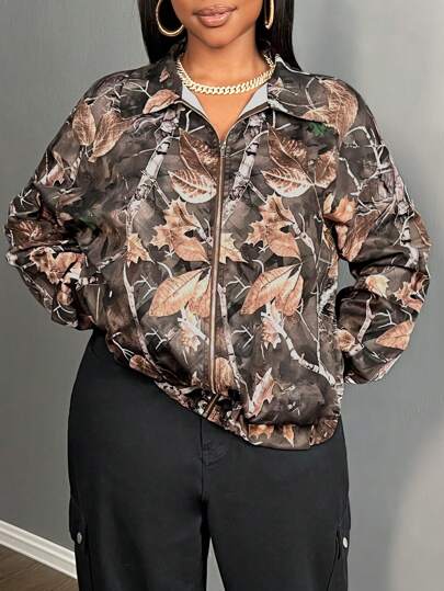 Slaydiva Women's Street Floral Print Loose Jacket