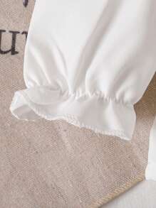 SHEIN Vintaside Kids Bộ đồ trang trí nơ cho bé gái dài tay 2 trong 1 áo và quần ống loe dễ thương, mùa thu - Nhiều màu - Xem 4