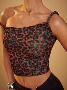 Hauture Women's Y2K Leopard Print Fitted Fashionable Camisole Top