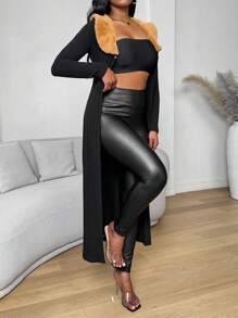 Zolique 女式长袖柔软羊毛开衫，秋冬款 - 黑色 - 查看 5