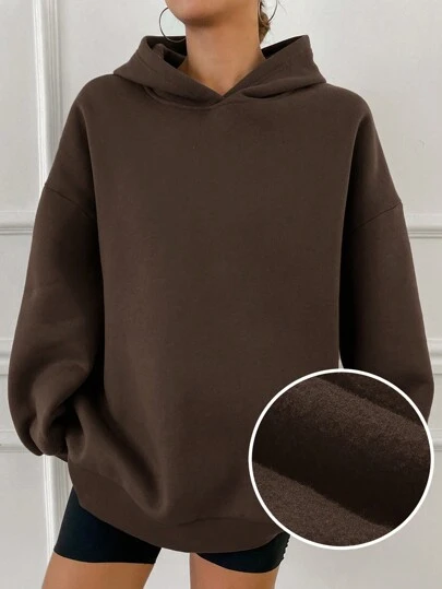 DAZY Hooded Casual Fleece Solid Color Loose Fit Sweatshirt,Fall Clothes,Thermal Lined Hoodies
