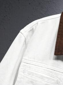 Manfinity Homme Men's Beige Denim Casual Jacket - Beige - View 10