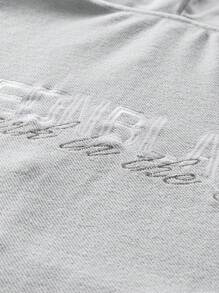 NEON BLANC Sudadera con capucha de manga corta raglán con logotipo bordado lavado, caja de punto, adecuada para otoño e invierno - Gris Claro - Ver 11