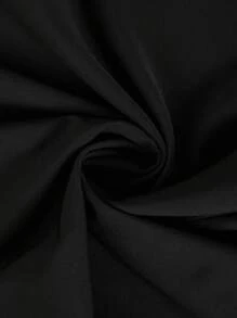 SHEIN Clasi Blusa casual minimalista de manga larga con parches lisos en tallas grandes - Negro - Ver 5