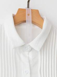 Chiquease Camisa suelta casual de manga larga con pliegues y bolsillos, unicolor, para mujer, otoño