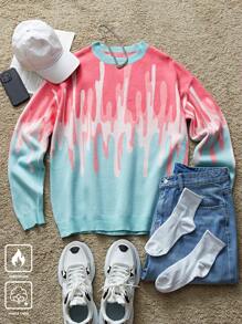 Claim Dot Men's Casual Loose Fit Colorblock Crew Neck Knit Sweater, Fall/Winter - Multicolor - View 1