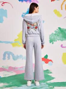 Nick 90s | SHEIN 女士卡通印花运动裤 - 灰色 - 查看 4