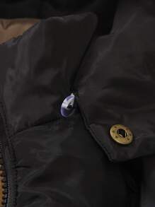 SHEIN Genkimix Kids 2pcs/Set Young Boy Thermal Lined Windproof Hooded Padded Coat, Warm Padded Coat With Pockets Young Boy Winter Coattoddler Winter Coat BoyYoung Boys Coat WinterYoung Boys Coatbaby Boy Winter Coat - Black - View 3