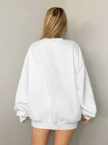 Sweetina Oversized Cartoon Print Thermal Lined Sweatshirt For Women