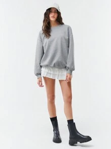 SHEIN EZwear Locker sitzender grauer Sweatshirt mit floralem Muster und luftdurchlässiger Silhouette - Hellgrau - Übersicht 5