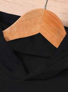 SHEIN Bộ 2 món/Bộ áo nỉ trùm đầu và quần nỉ thường ngày cho bé trai, mùa thu đông - màu đen - Xem 3