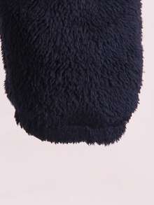 SHEIN 年轻男孩休闲简约基本款柔软羊毛保暖英文字母钴蓝色运动衫和裤子套装，适合秋冬季 - 藏蓝色 - 查看 6