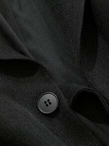 DAZY Blazer suelto con diseño de hebilla asimétrica lateral para mujer, ropa de otoño para vestimenta de negocios - Negro - Ver 9