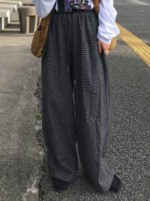 FRIFUL Women's Thick Plaid Loose Wide-Leg Casual Pants Fall,Winter - Grey - View 6