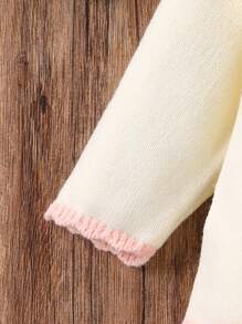 SHEIN Baby Girls' Embroidered Sweater Outfit, Beige, Warm And Fashionable For Spring, Fall, Winter, Suitable For Daily, Outdoor, Travel, Private, Home, Daycare, School Occasions