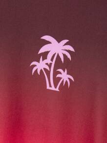 Manfinity RSRT Plus Size Men Palm Tree Gradient Print Round Neck Short Sleeve Casual T-Shirt - Multicolor - View 6