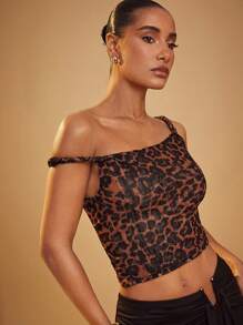 Hauture Women's Y2K Leopard Print Fitted Fashionable Camisole Top