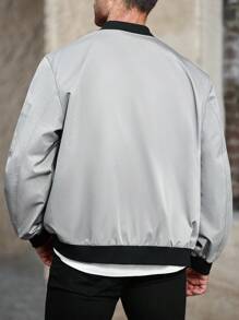 Manfinity CasualCool Chaqueta casual con cierre de cremallera y bloques de color para hombre de talla grande