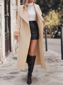 SHEIN Clasi 女士蓬松袖口休闲夹克、外套 - 駝色 - 查看 4