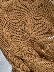 Chiquease Áo len chui đầu dài tay cổ tròn màu trơn thường ngày - Cà phê nâu - Xem 3