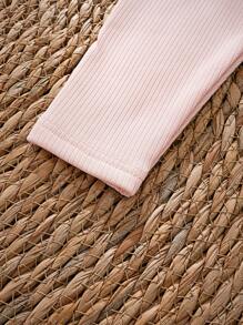 Cozy Pixies Baby Girl Cute Bear Motif Drop Shoulder Sweatshirt - Pink - View 12