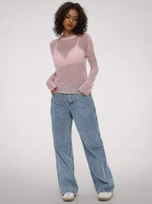 Forever 21 Pink Long Sleeve Mohair Sweater - Pink - View 6